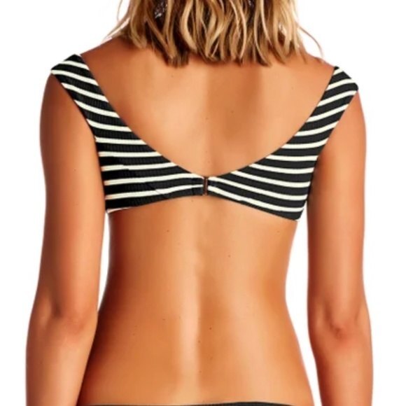 NWT Vitamin A Capri Bikini Top Black/White Stripe Small - Picture 3 of 8